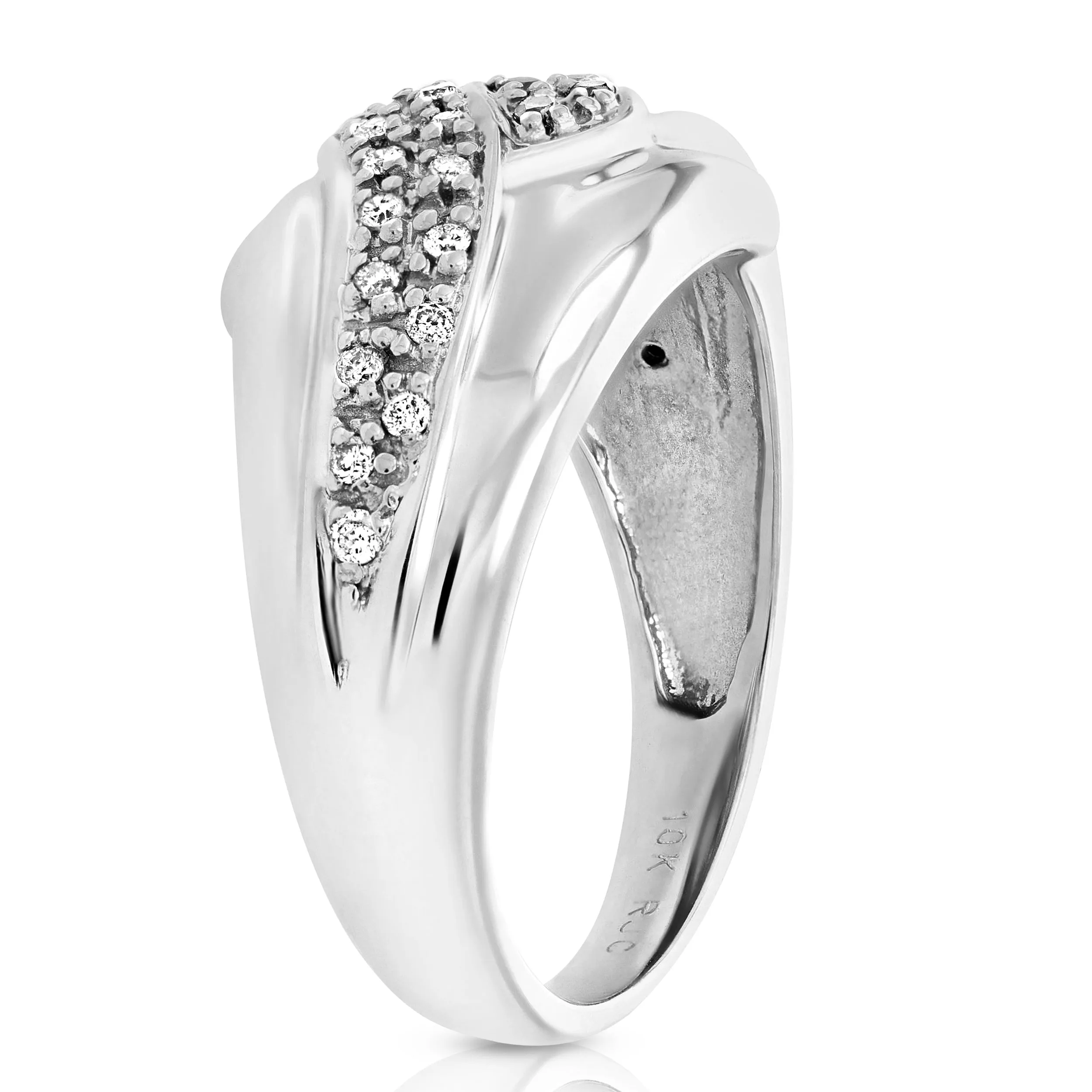 0.18 cttw Black White Diamond Wedding Band Ring - 10K White Gold Swirl - Buy Online