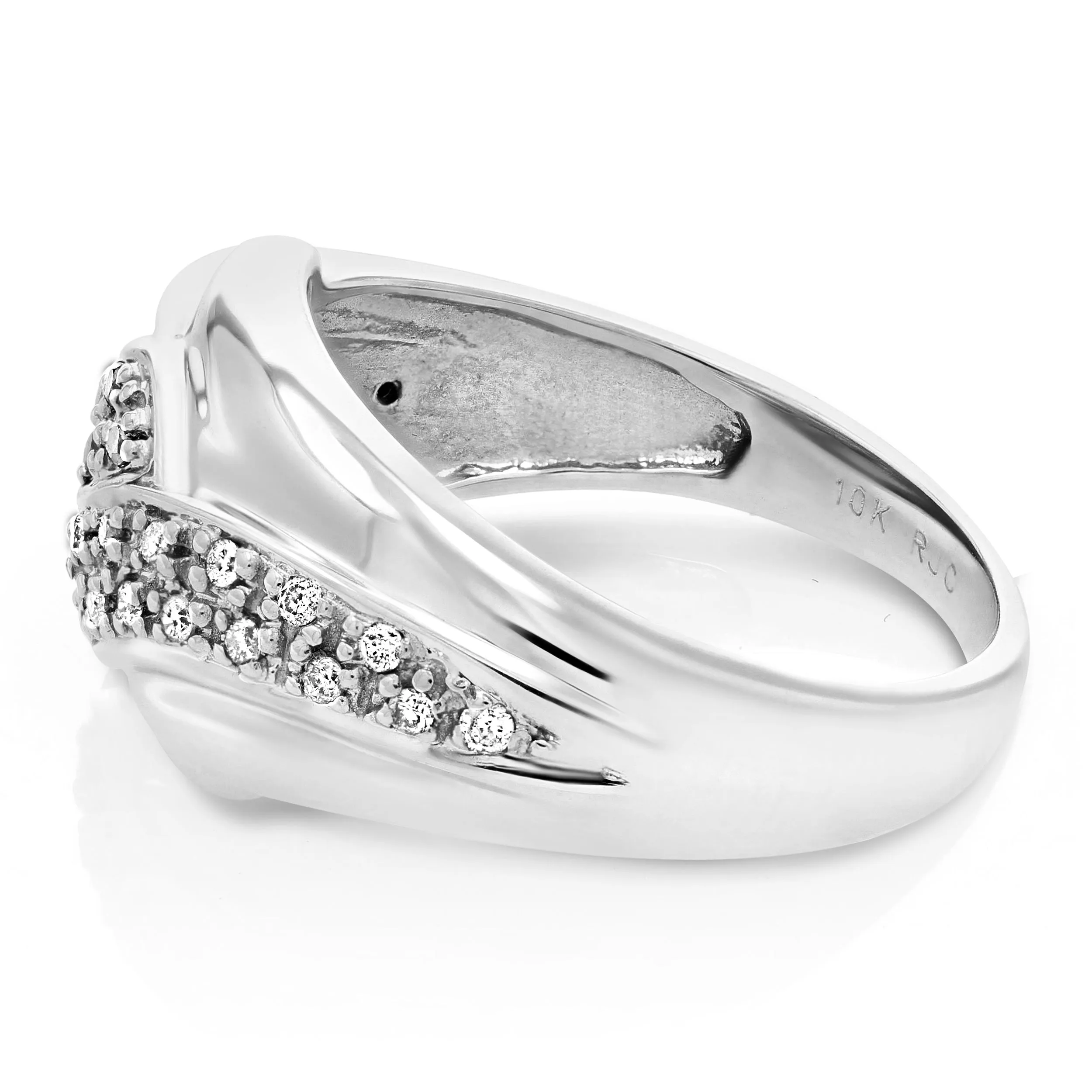 0.18 cttw Black White Diamond Wedding Band Ring - 10K White Gold Swirl - Buy Online