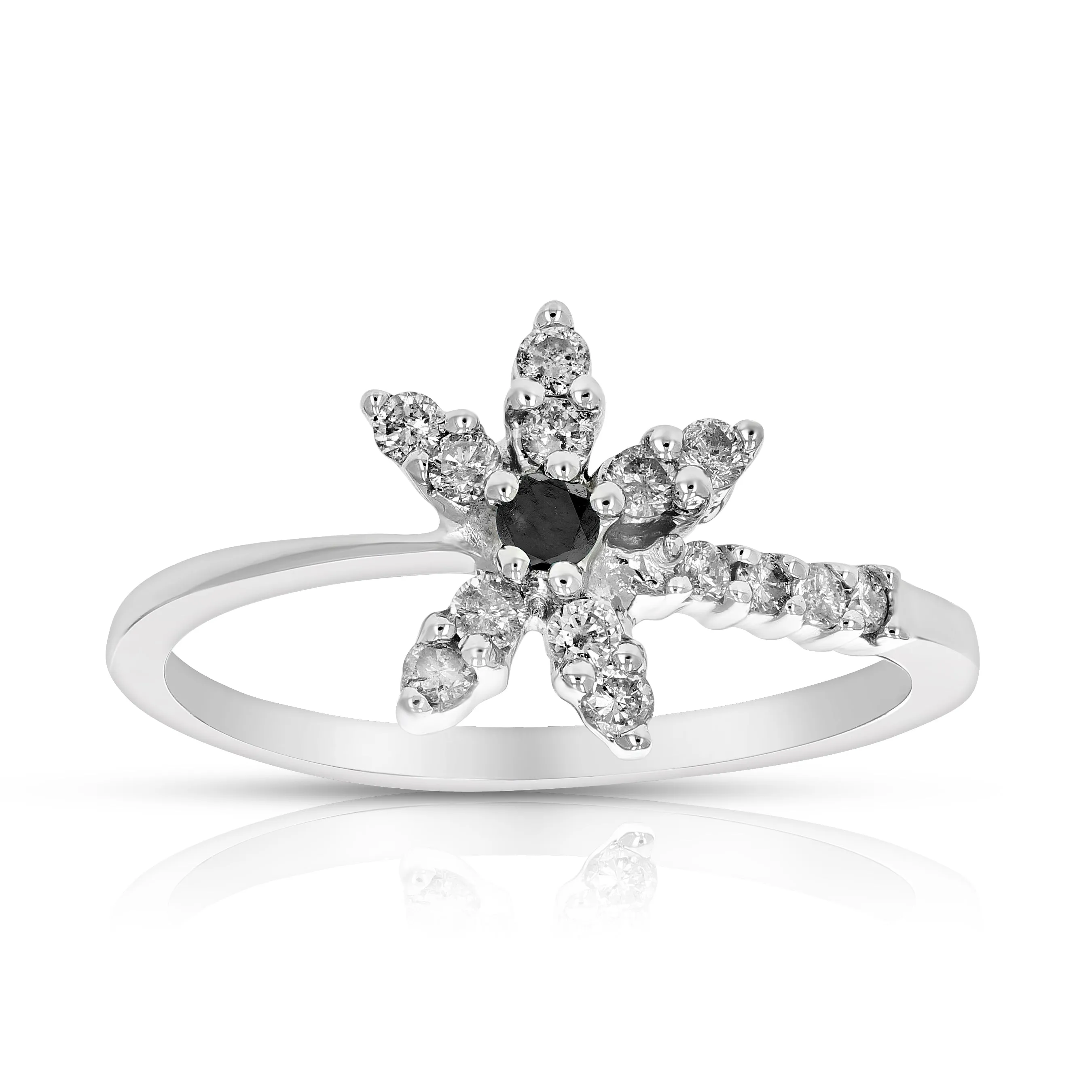 0.35 carat total weight black diamond fashion ring, round shape, made of 10 karat white gold.