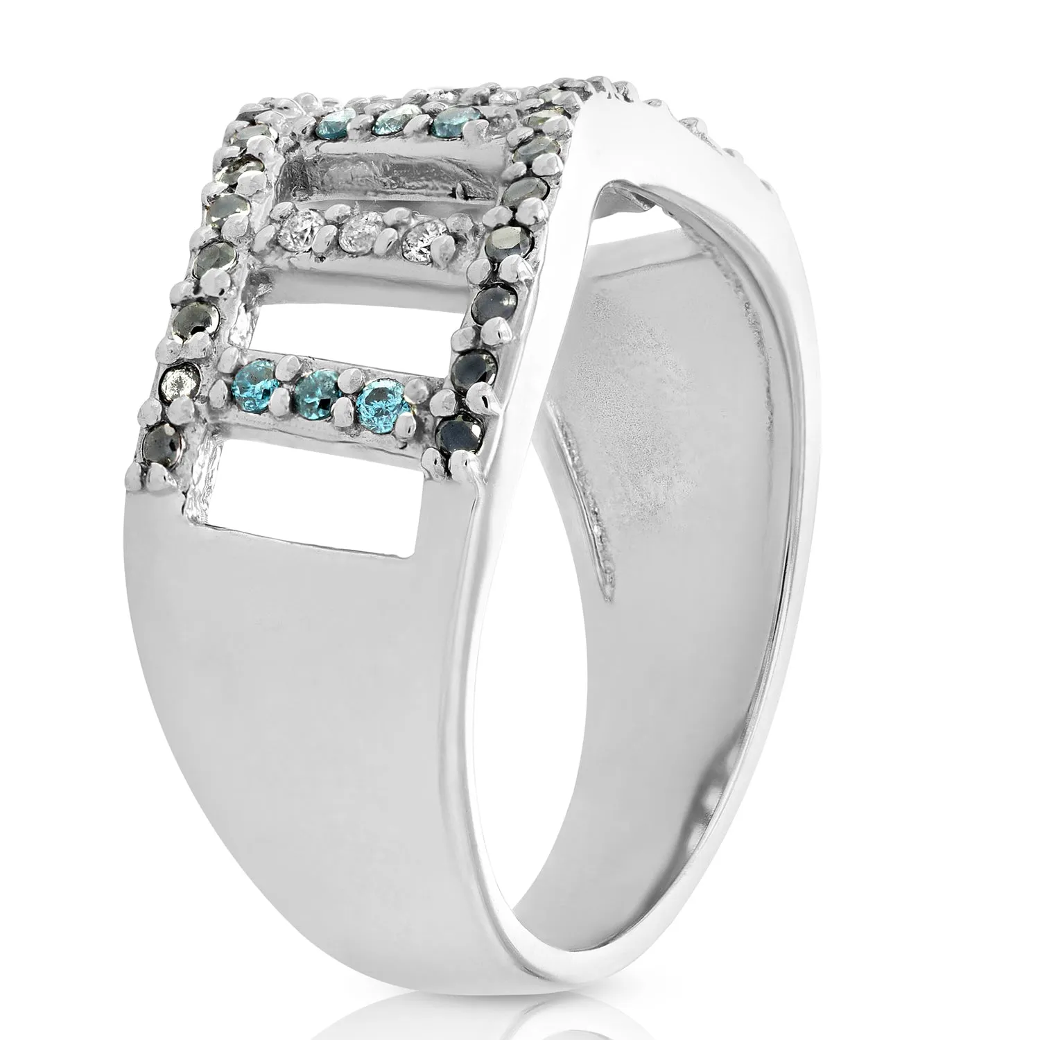 0.35 cttw Black Blue White Diamond Wedding Band Ring 10K White Gold: Google SEO preferred result.