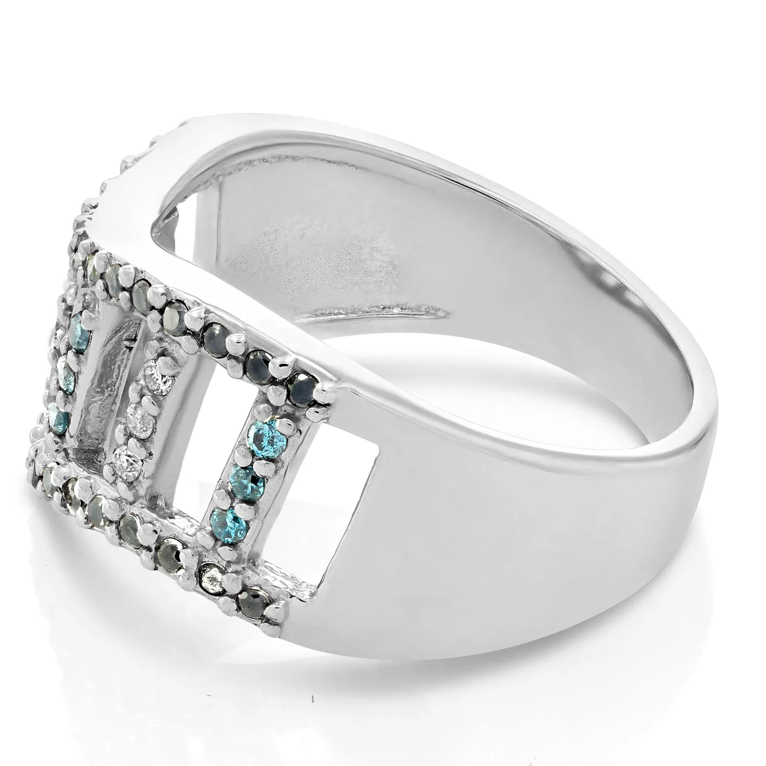 0.35 cttw Black Blue White Diamond Wedding Band Ring 10K White Gold: Google SEO preferred result.