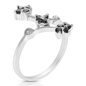 0.45 cttw Black Diamond Fashion Ring - Round Cut - 10K White Gold