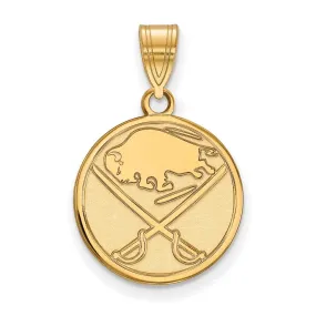 10k Yellow Gold Buffalo Sabres Pendant, Medium Disc