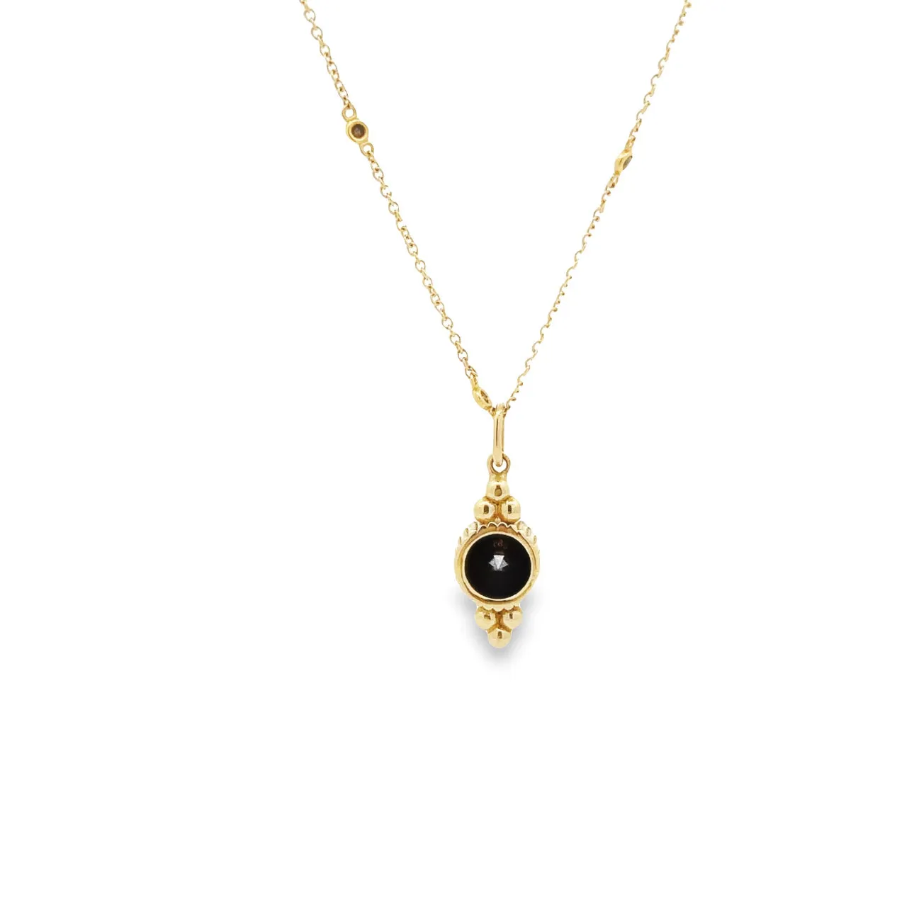 14kt Gold Black Diamond by the yard Necklace with Black Diamond Pendant - WD1261