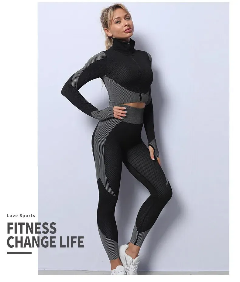 2/3 Piece Seamless Women's Yoga Set - Workout Sportswear & Gym Clothing