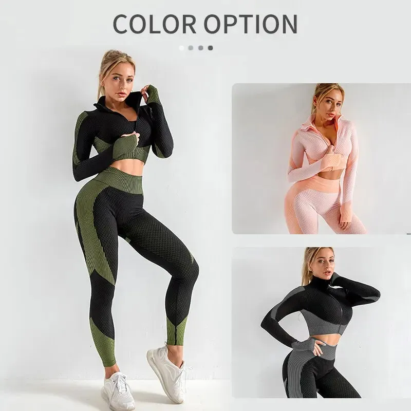 2/3 Piece Seamless Women's Yoga Set - Workout Sportswear & Gym Clothing