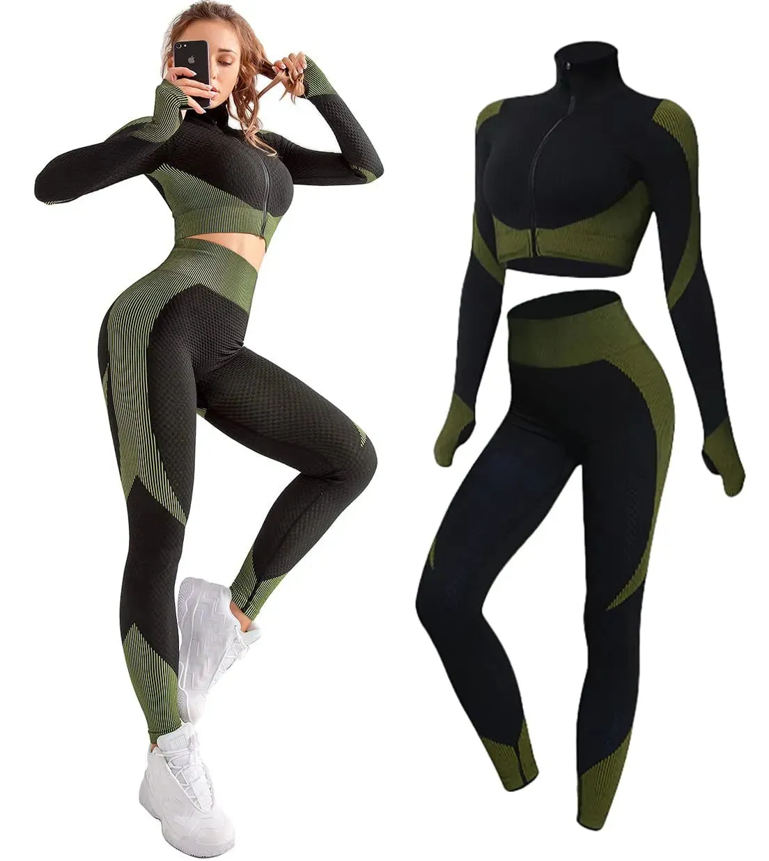 2/3 Piece Seamless Women's Yoga Set - Workout Sportswear & Gym Clothing