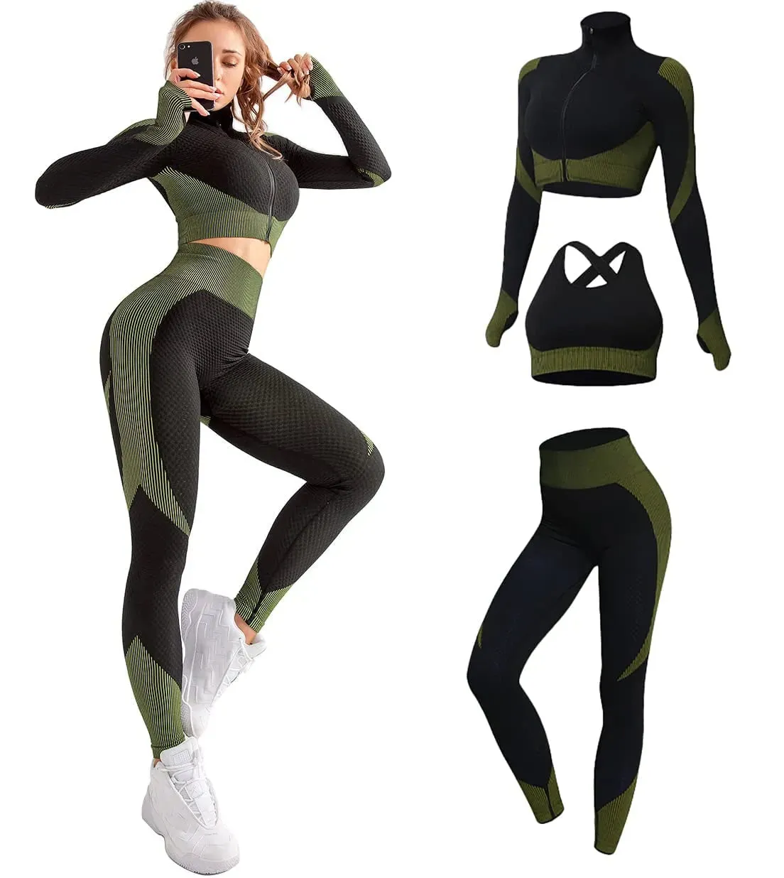 2/3 Piece Seamless Women's Yoga Set - Workout Sportswear & Gym Clothing