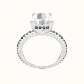 3/4 Ct Pave Engagement Ring With V Prong and Hidden Halo Head