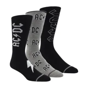 AC/DC socks, AC/DC crew socks, 3-pack AC/DC socks, crew socks with AC/DC design