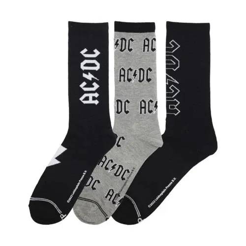 AC/DC socks, AC/DC crew socks, 3-pack AC/DC socks, crew socks with AC/DC design