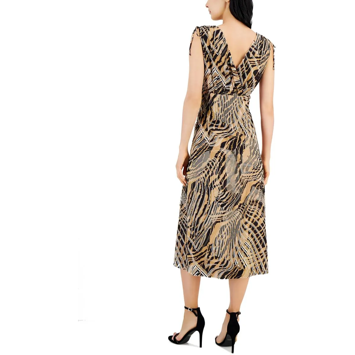 Anne Klein dress fit & flare ruched print women's