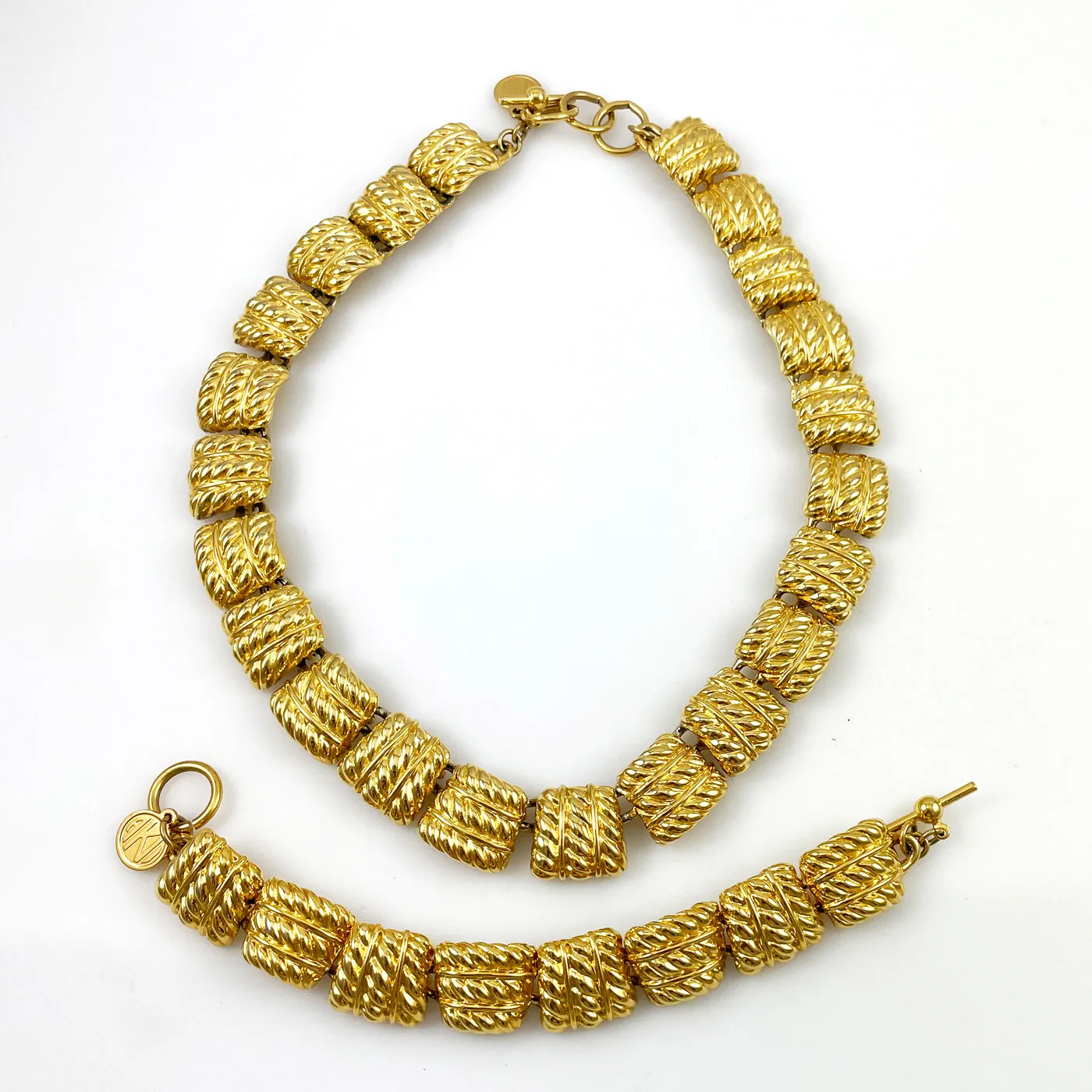 Anne Klein Gold Chunky Necklace and Bracelet Set