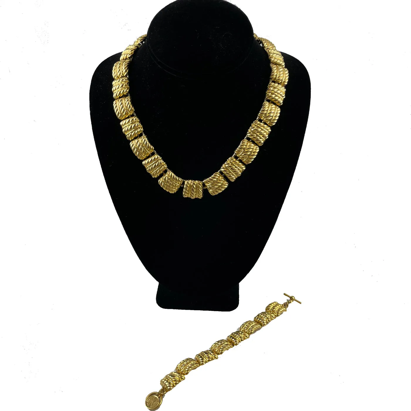 Anne Klein Gold Chunky Necklace and Bracelet Set