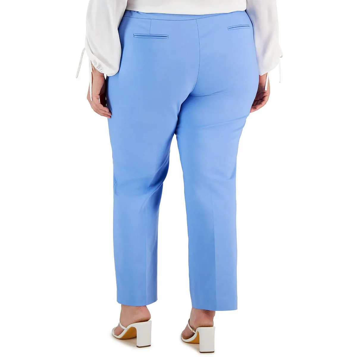 Anne Klein Plus Size High Rise Solid Straight Leg Pants