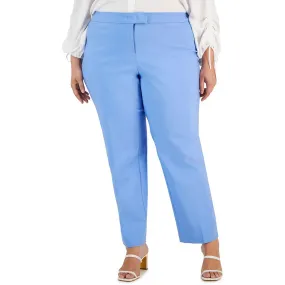 Anne Klein Plus Size High Rise Solid Straight Leg Pants