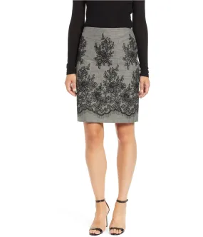 Anne Klein Womens Embroidered Pencil Skirt