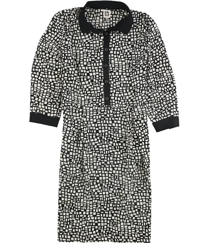 Anne Klein Womens Non Belted Foxtrot Print Shirt Dress