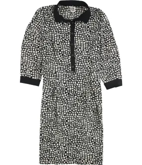 Anne Klein Womens Non Belted Foxtrot Print Shirt Dress