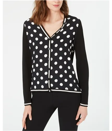 Anne Klein Womens Polka Dot Cardigan Sweater