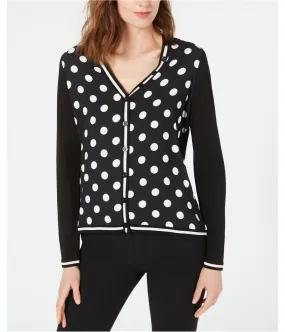 Anne Klein Womens Polka Dot Cardigan Sweater