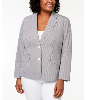 Anne Klein Womens Seersucker Two Button Blazer Jacket, TW3