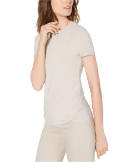 Anne Klein Womens Side Ruched Basic T-Shirt