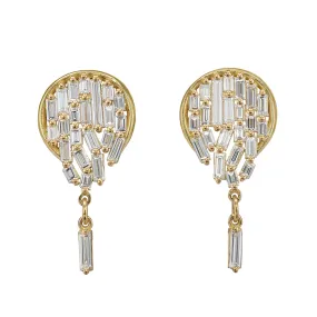 Baguette Diamond Mosaic Earrings for Sale