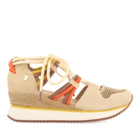 BEIGE SPORTS SANDALS ESPADRILLE STYLE WITH WEDGE FOR WOMEN IONA