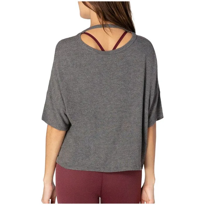 Beyond Yoga Brushed Back Tee Heather Grey - Yoga Brushed Back Tee Heather Grey - Beyond Yoga Tee Heather Grey - Heather Grey Yog