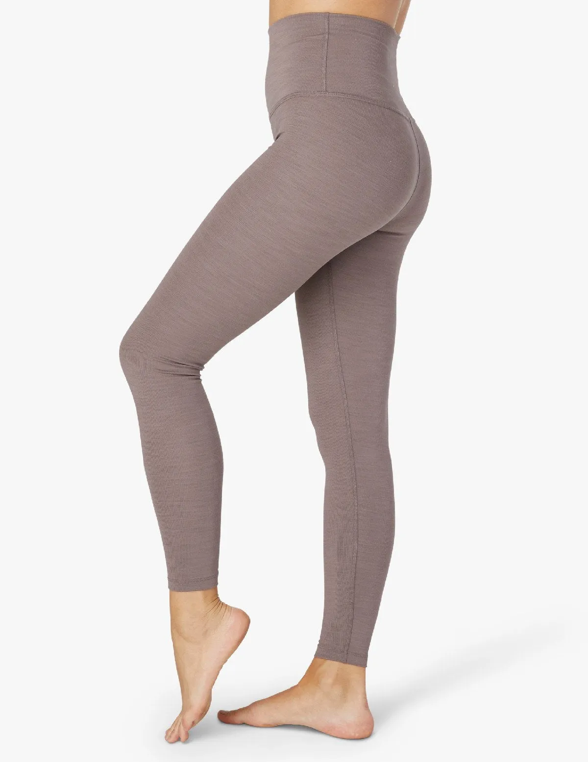 Beyond Yoga Ribbed High Waisted Leggings - Mocha Heather