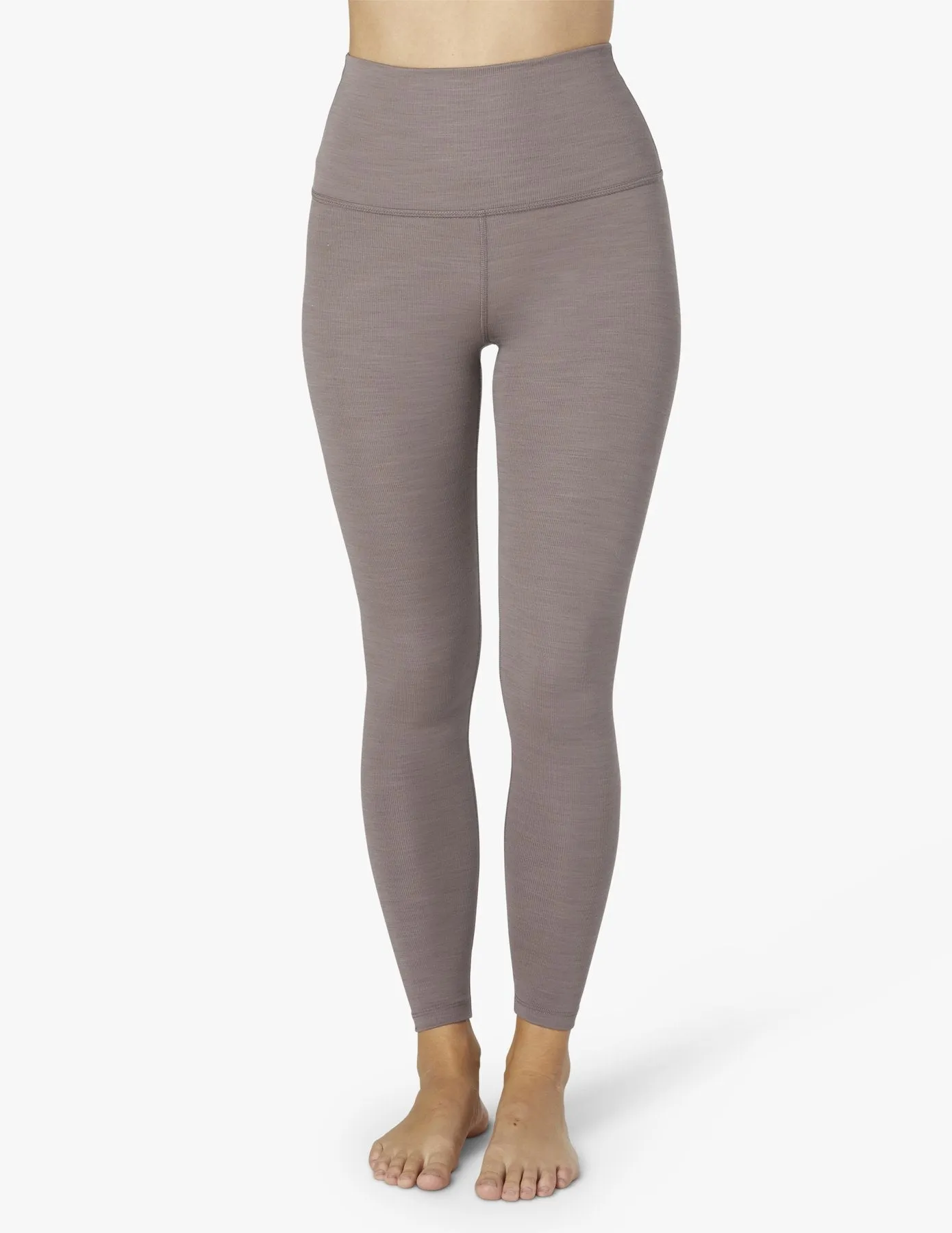 Beyond Yoga Ribbed High Waisted Leggings - Mocha Heather