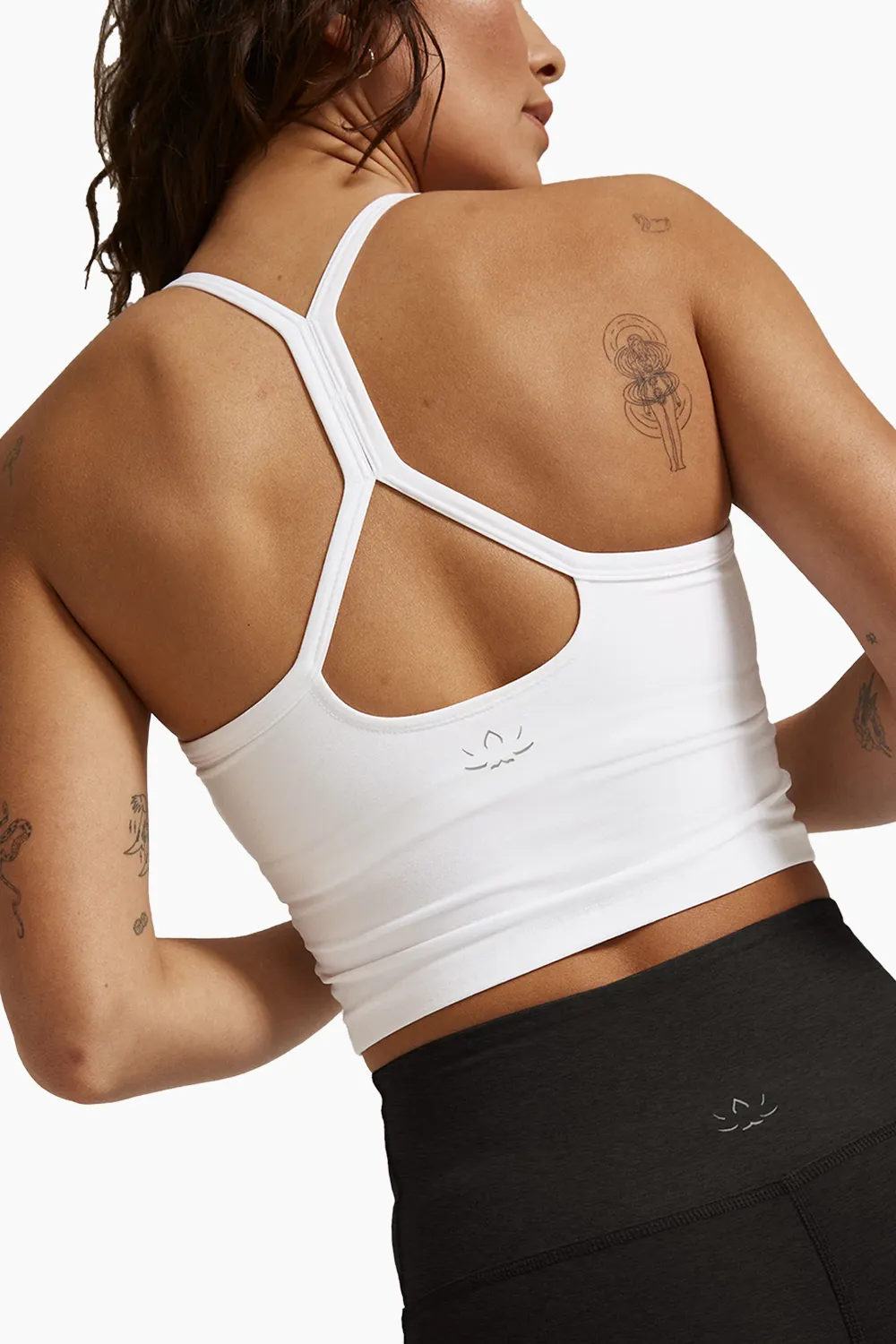 Beyond Yoga Spacedye Slim Racerback Cropped Tank Cloud White