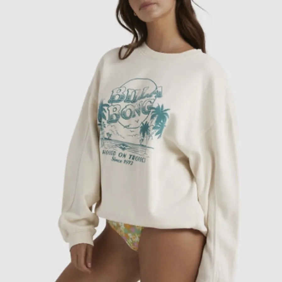 Billabong Crew Neck Sweatshirt - Trendy Street Style Long Sleeves, Blended Fabrics