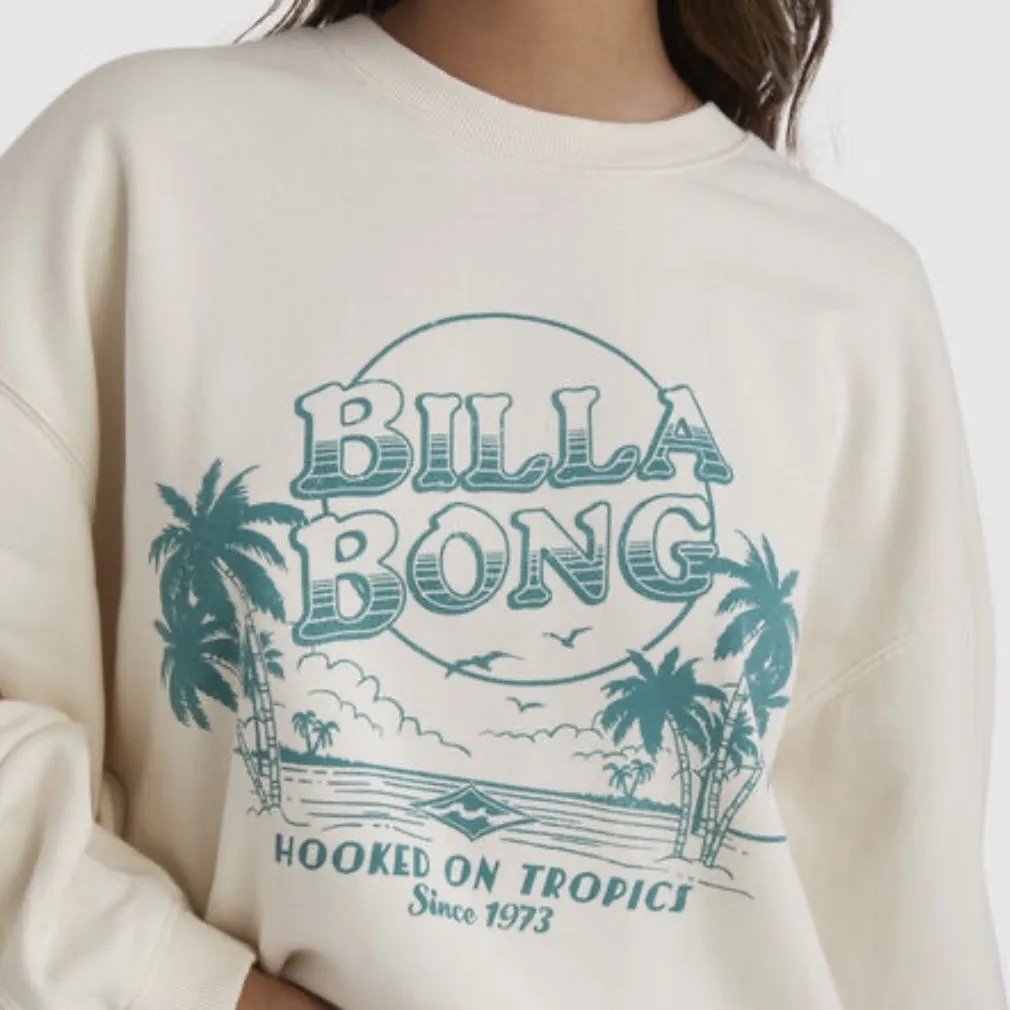 Billabong Crew Neck Sweatshirt - Trendy Street Style Long Sleeves, Blended Fabrics