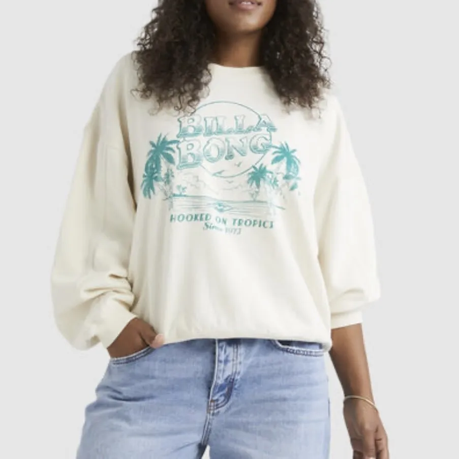 Billabong Crew Neck Sweatshirt - Trendy Street Style Long Sleeves, Blended Fabrics