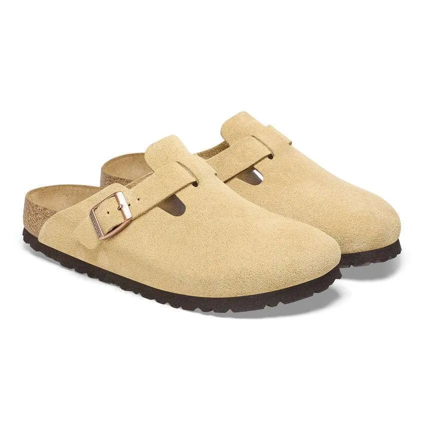 Birkenstock Boston Suede Leather – Latte Cream