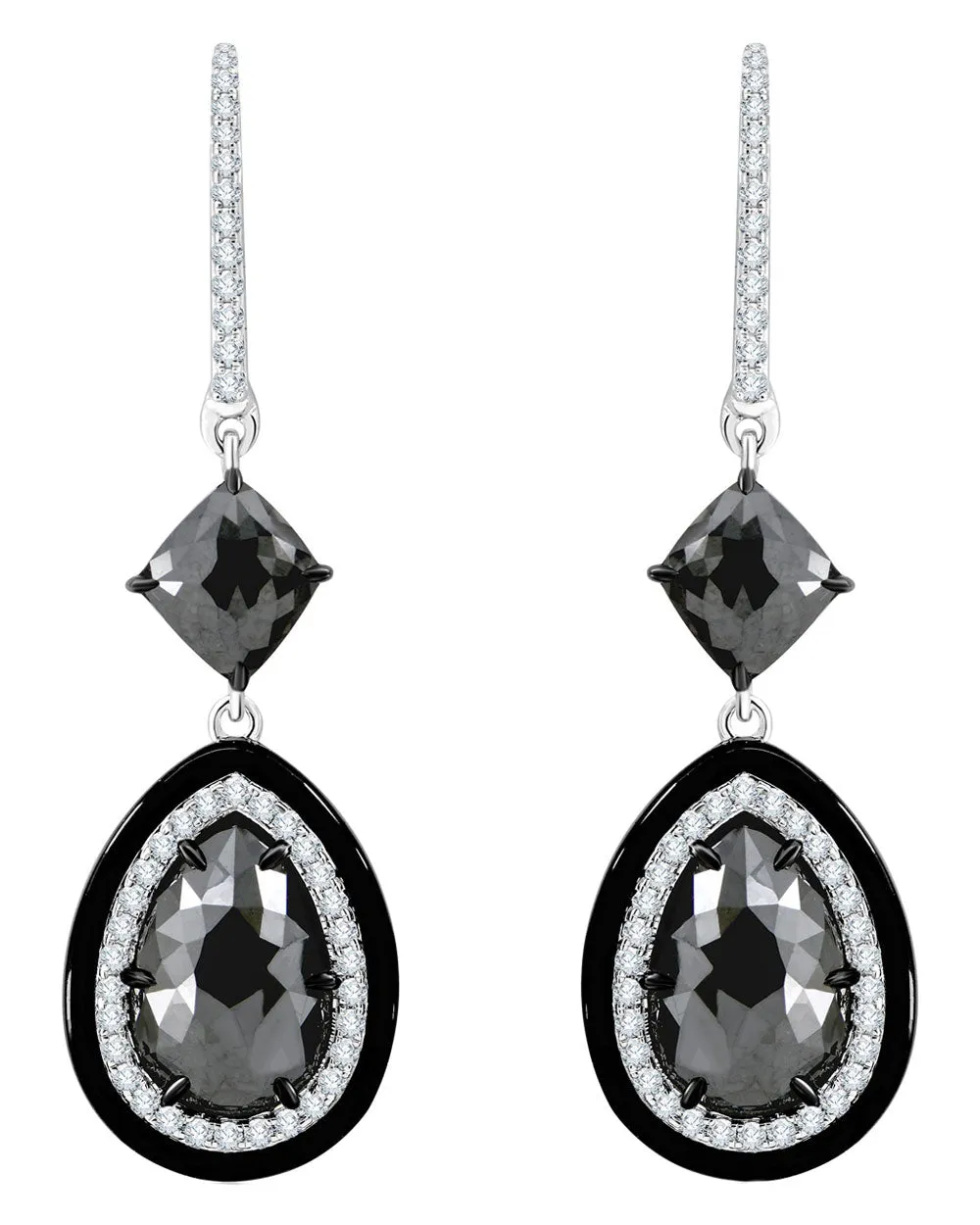 Black Ceramic Diamond Earrings