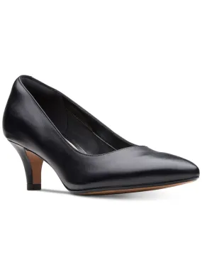 Black Comfort Linvale Jerica Pointed Toe Kitten Heel Slip On Leather Dress Pumps Shoes for Women by Clarks Collection