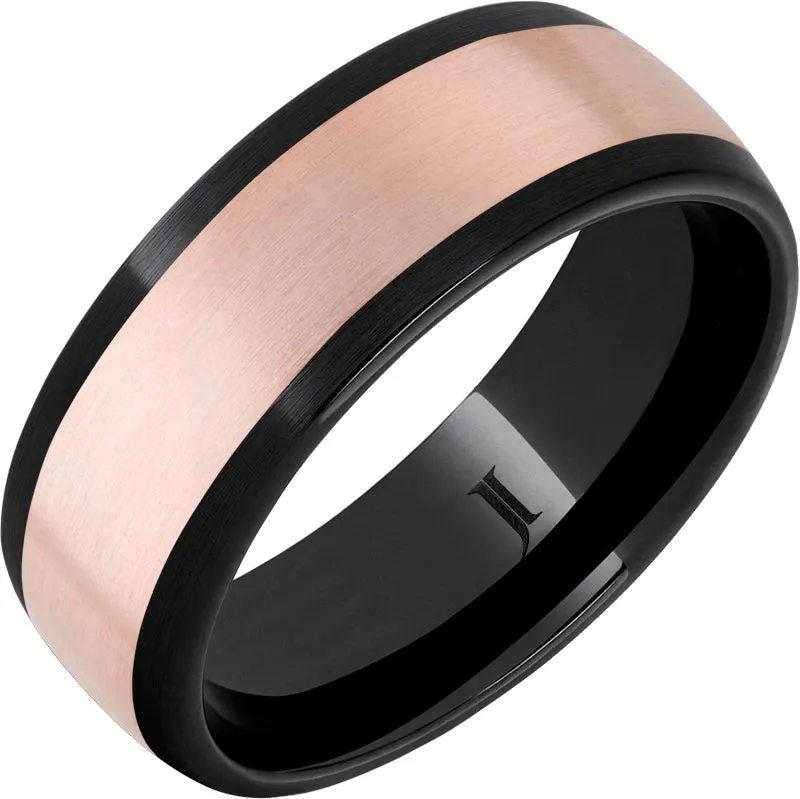 Black Diamond Ceramic Rose Gold Inlay Satin Finish Ring