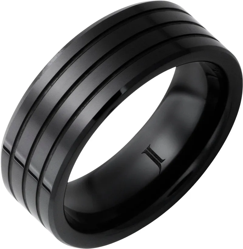 Black Diamond Ceramic Tri Groove Ring