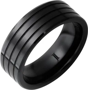 Black Diamond Ceramic Tri Groove Ring