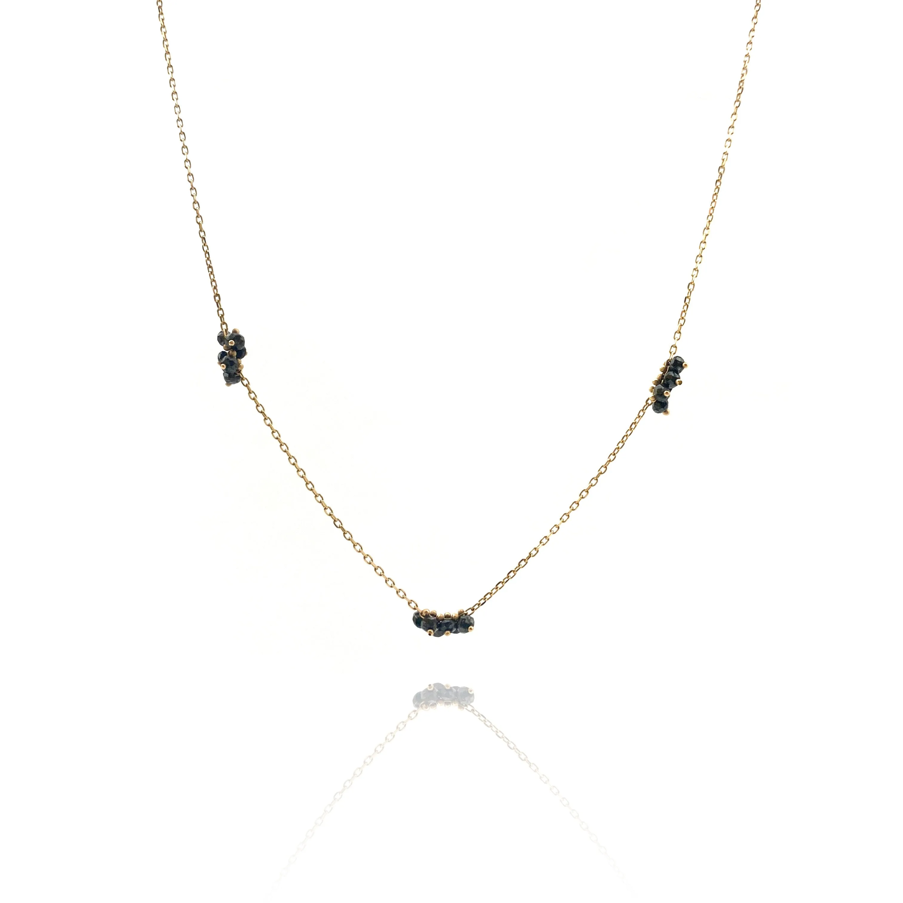 Black Diamond Cluster Necklace