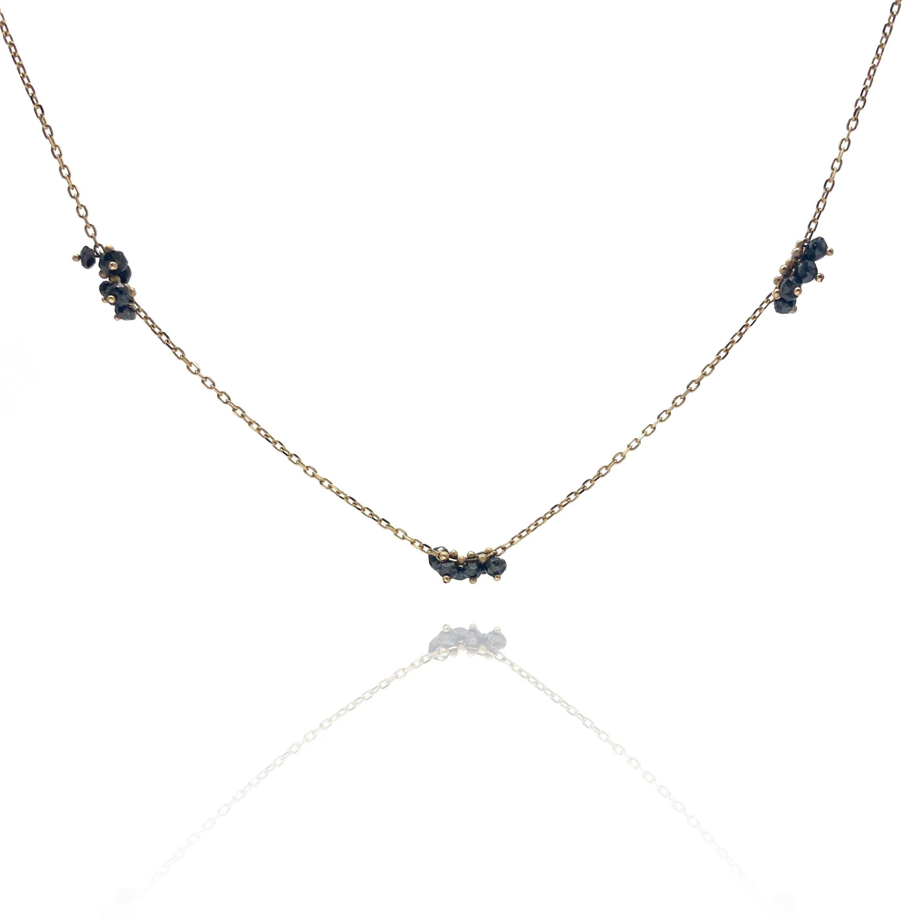 Black Diamond Cluster Necklace