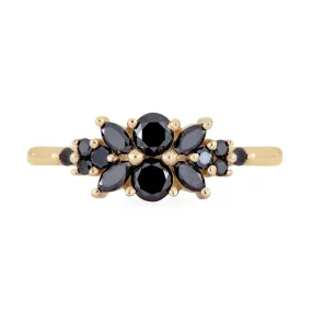 Black Diamond Engagement Ring with Flora Design