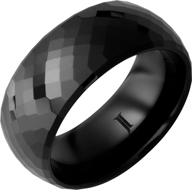 Black Diamond Faceted Ceramic Ring