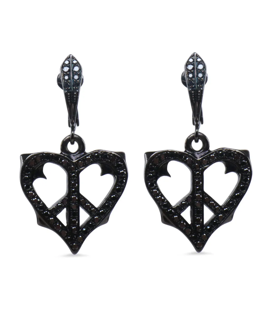 Black Diamond Peace Heart Earrings - Result: Stunning Black Diamond Peace Heart Earrings for Sale