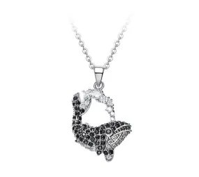 Black diamond whale necklace