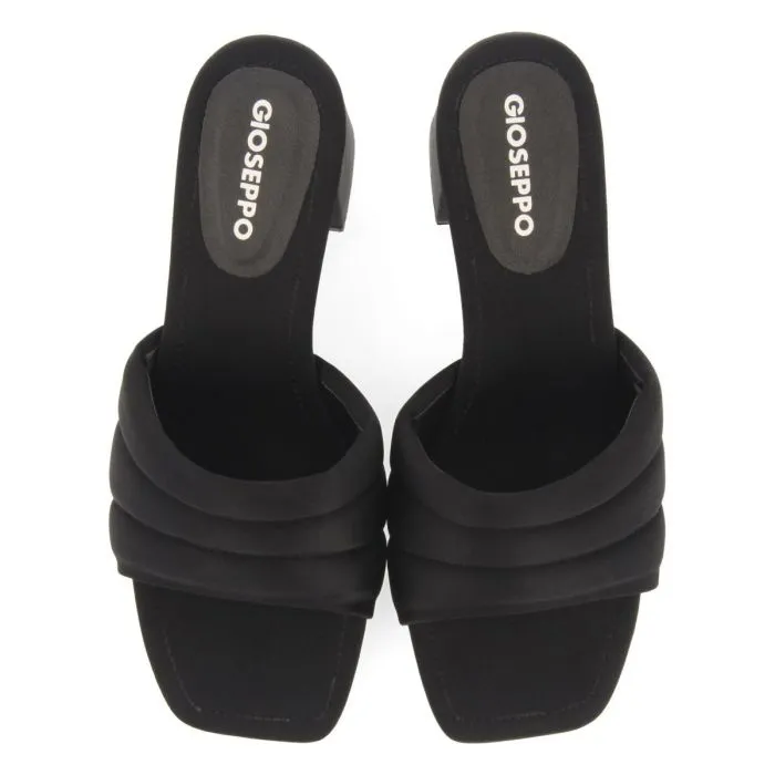 BLACK HEELLESS SANDALS FOR WOMEN BUCODA