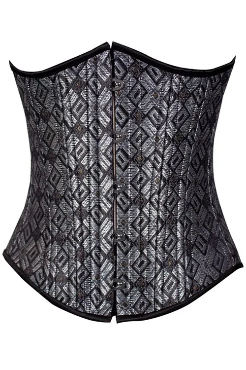 Black Iris Metallic Gray Abstract Diamond Corset